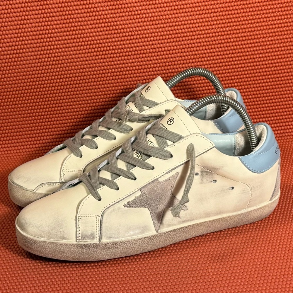 Golden Goose Women’s Super Star White Ice Powder Blue Sneakers Size 7
